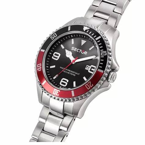 Sector 230 R3253161021 Orologio al quarzo da uomo - Acciaio inossidabile, quadrante nero, datario