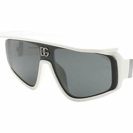 Dolce & Gabbana DG6177 3312/87 46 Unisex Shield Sunglasses - White Acetate Frame, Dark Grey Lenses