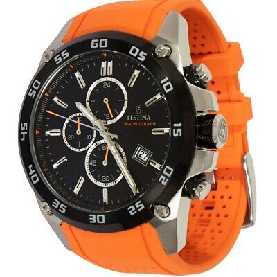 FESTINAFestina F20330/4 Men's Chronograph Watch – Black Dial, Orange Strap, 47mm, 100m WRWATCHESEcecile