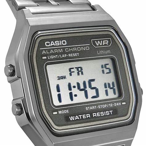 Casio Vintage A158WETB-1AEF Unisex Digital Watch – Black Dial, Stainless Steel Band