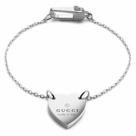 Gucci Trademark Sterling Silver Heart Bracelet - 18cm