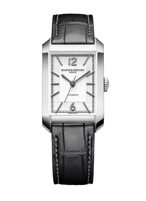 Baume & Mercier Hampton 10522 Men's Watch – 43mm, Silver Dial, Automatic, Leather Strap