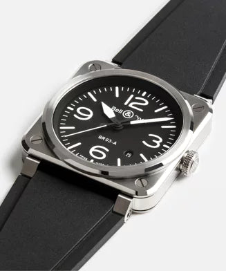 Bell & Ross BR 03-92 Diver Orologio automatico in acciaio nero 42 mm - Quadrante nero, cinturino in gomma