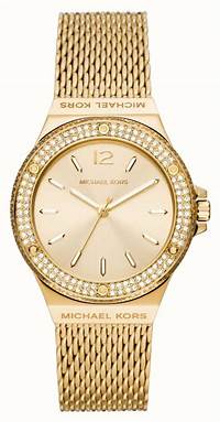 : Michael Kors MK7335 Women's Lennox Gold-Tone Watch with Crystal-Accented Bezel