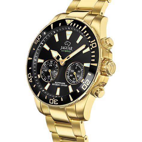 JAGUARJaguar Men's Swiss Hybrid Watch - Model J899/3, Gold - Tone Stainless Steel, Black Dial, Smart FeaturesWATCHESEcecile