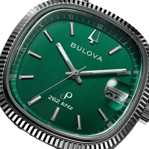 Bulova 96B439 Super Seville Herrenuhr - Grünes Zifferblatt, 38 mm Stahlgehäuse, Saphirglas