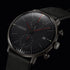 Junghans Max Bill Chronoscope Bauhaus Orologio da uomo 027/4409.02 - Cassa in acciaio inossidabile rivestita in PVD nero 40 mm, quadrante nero, cinturino in pelle nera