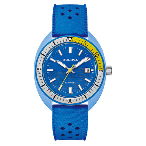 Bulova 98B445 Men's Snorkel Watch – Blue Hybrid Ceramic, Blue Dial, 100m WR
