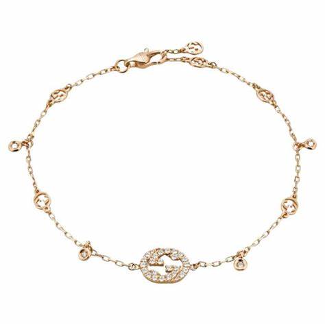 Gucci Interlocking G 18kt Roségold-Diamantarmband - Verstellbare Länge