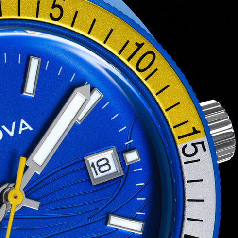 Bulova 98B445 Men's Snorkel Watch – Blue Hybrid Ceramic, Blue Dial, 100m WR