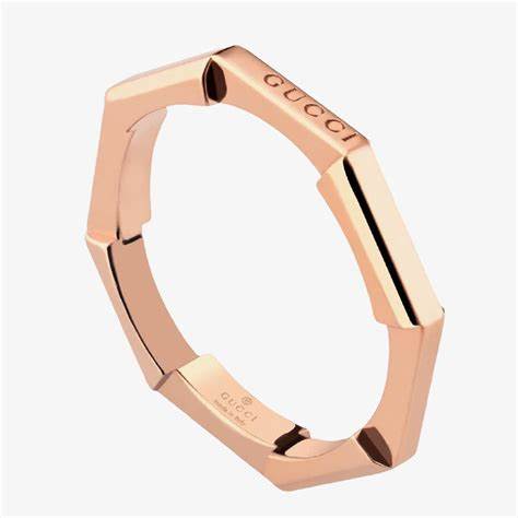 Gucci Link to Love 18ct Rose Gold 3mm Mirrored Ring - Size 6