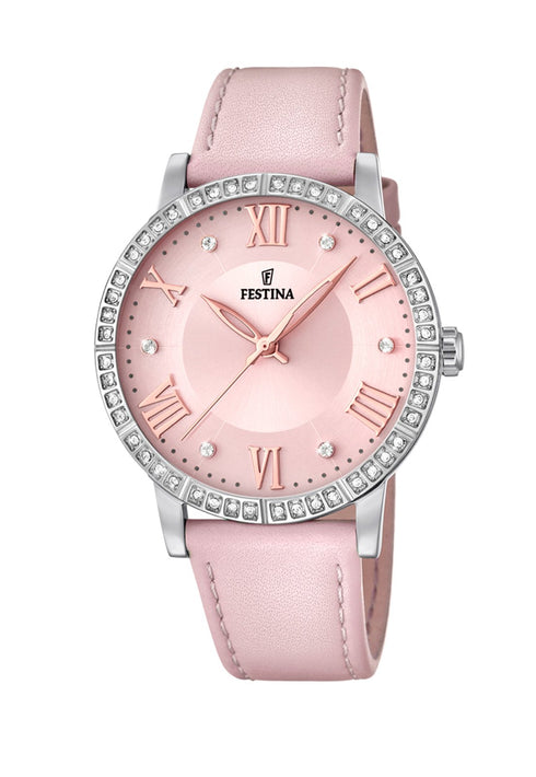 FESTINAFestina F20412/2 Women's Watch – Pink Leather Strap, Crystal AccentsWATCHESEcecile