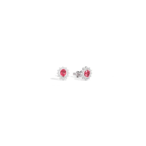 Orecchini Recarlo Camelia E77CC001/RB Donna - Oro bianco 18 carati, rubini ovali, diamanti aureolati