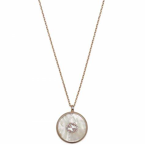 Gucci Interlocking 18ct Rose Gold Mother of Pearl Diamond Necklace - YBB786777001