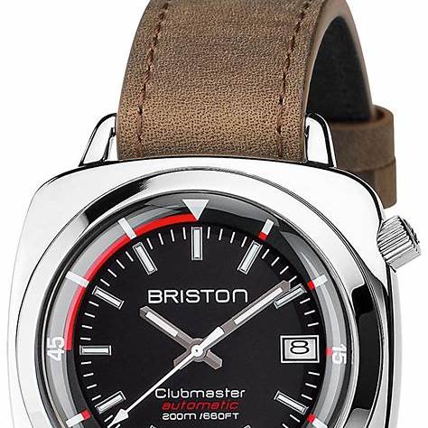 Briston Clubmaster Diver Automatic Watch 42mm Black Dial Brown Leather Strap 17642-PS-D-1-LVBR