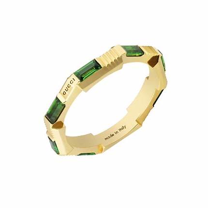 Gucci Link to Love 18ct Yellow Gold Green Tourmaline Ring - Size 6