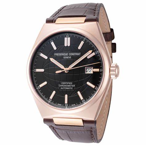 Frederique Constant Highlife Automatic COSC FC-303B4NH4 – Black Dial, Rose Gold-Tone Case, Brown Leather Strap