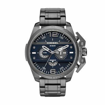 Diesel Ironside DZ4398 Herrenuhr - Blaues Zifferblatt, Gunmetal Edelstahlarmband