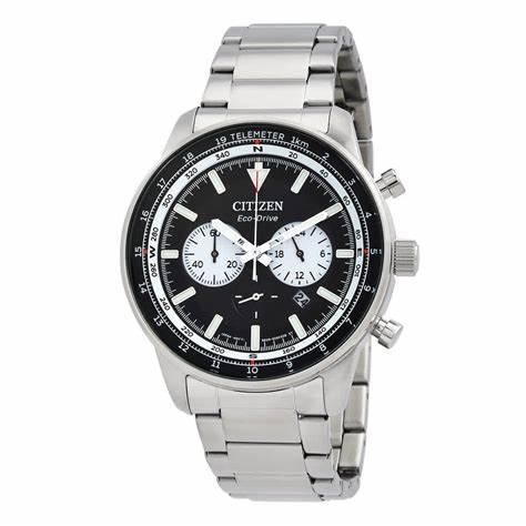 Citizen CA4500-91E Eco-Drive Chronograph Men's Watch - Black Dial, Stainless Steel Bracelet