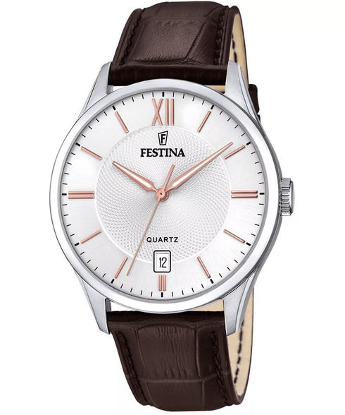 FESTINAFestina F20426/4 Classic Men's Watch – Silver Dial, Brown Leather StrapWATCHESEcecile