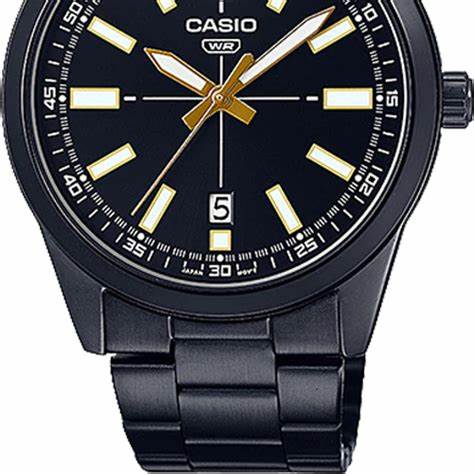 Casio MTP-VD02B-1EUDF Herren Schwarz Ionenplattierte Uhr – Schwarzes Zifferblatt