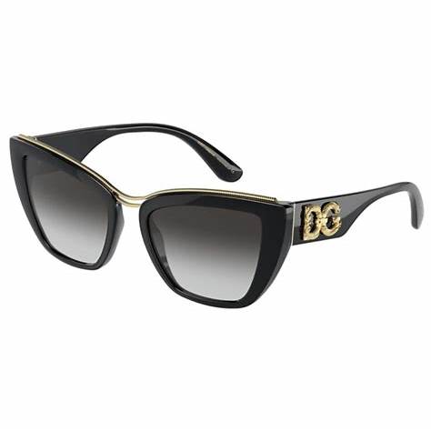 Dolce & Gabbana DG6144 501/8G Occhiali da sole da donna - Montatura nera, lenti grigio sfumato