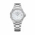 Baume & Mercier Riviera MOA10662 Orologio al quarzo da donna - Cassa in acciaio 36 mm, quadrante bianco madreperlato, lunetta con diamanti incastonati, bracciale in acciaio