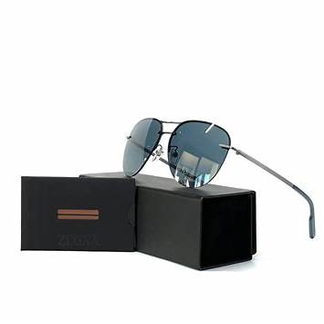 Ermenegildo Zegna EZ0198-D 08V Herren-Sonnenbrille - Rahmen aus mattem Titan, dunkelblaue Gläser