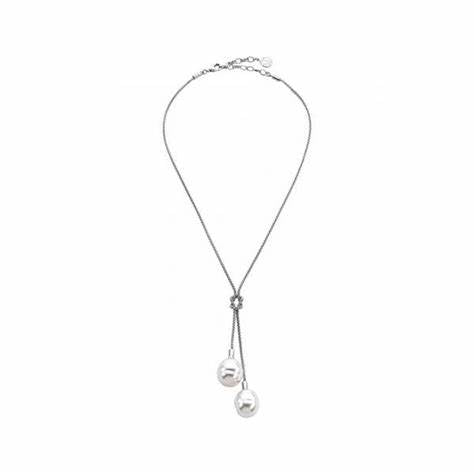 Majorica 12234.01.2.000.010.1 Halskette - 925 Silber, 14mm weiße Barockperlen, Rhodium Finish