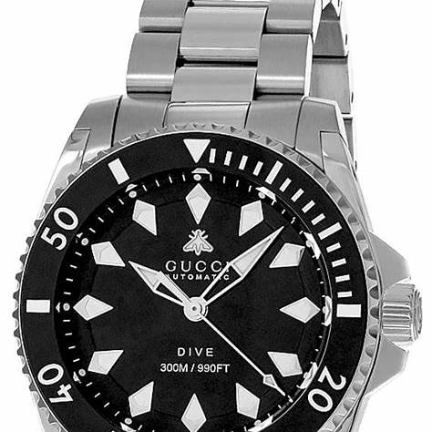 Gucci Dive 40mm YA136353 Men's Watch – Black Dial, Stainless Steel Bracelet