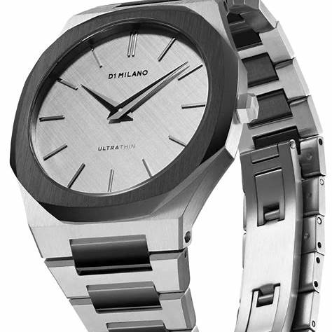 D1 MILANOD1 Milano Ultra Thin Ash D1 - UTBU06 Unisex Watch - Silver and Light Gunmetal Stainless Steel, 38mmWATCHESEcecile