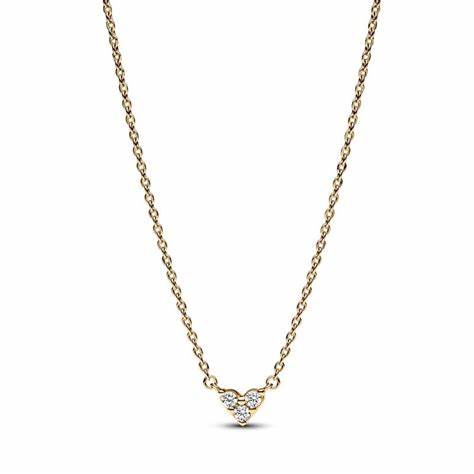 Pandora 363014C01-45 Collana a cuore con tripla pietra - Placcata oro 14k, 45 cm