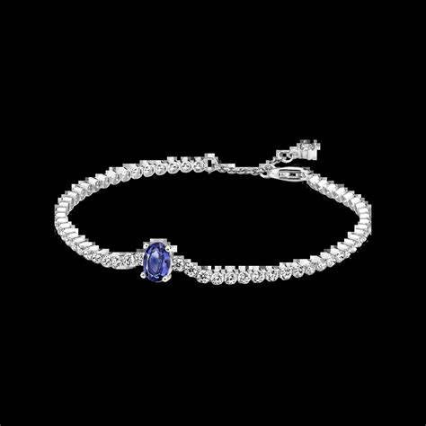 Pandora 590039C01-16 Bracciale tennis Pavé scintillante - Argento 925 con cristalli blu e zirconi chiari, misura 16 cm