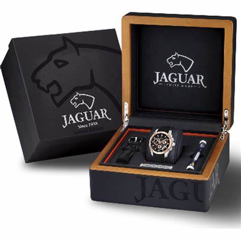 Jaguar Men's Swiss Quartz Chronograph Watch - Model J689/1, Stainless Steel Case with Rose Gold PVD, Black Dial, Black Rubber Strap