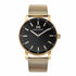 Mark Maddox HM7150-97 Men's Analog Watch - Gold-Tone Stainless Steel Mesh Bracelet, Black Dial