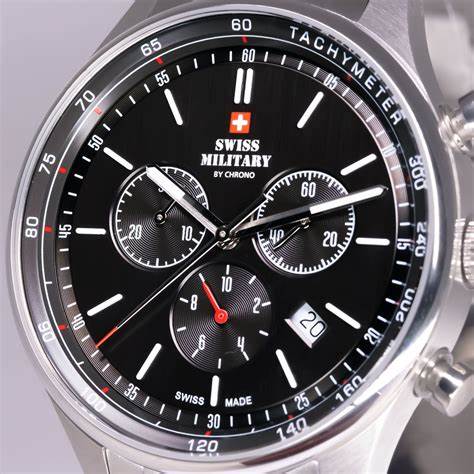 Swiss Military SM34081-01 Men's Analog Quartz Chronograph Watch - Stainless Steel with Black Dial