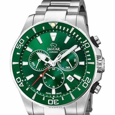 Jaguar Men's Swiss Quartz Chronograph Watch - Model J861/4, Stainless Steel Case, Green Dial, Sapphire Crystal