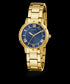 Guess GW0404L4 Women's Gold-Tone Watch – 34mm Blue Dial, Recycled Steel, Roman Numerals