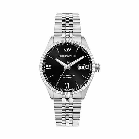 Philip Watch Caribe R8253597058 Orologio da uomo - Bracciale in acciaio, quadrante nero