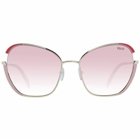 Emilio Pucci EP0131 5832T Occhiali da sole a farfalla da donna - Montatura oro, lenti rosa sfumate, Ø 58 mm