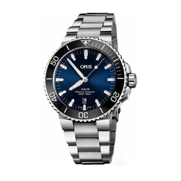 Oris Aquis Date 39,5 mm - Quadrante blu, bracciale in acciaio, orologio subacqueo automatico svizzero