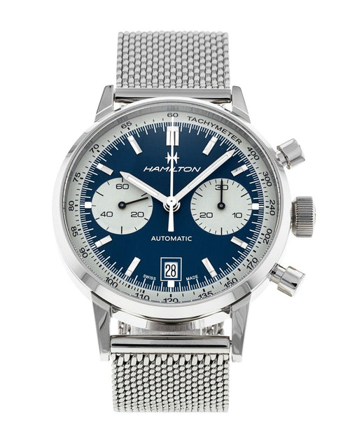 Hamilton American Classic Intra-Matic Auto Chrono H38416141 - Acciaio inossidabile 40 mm, quadrante blu, bracciale a maglia