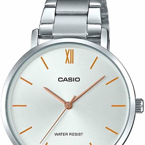 Casio LTP-VT01D-7BUDF Damen Edelstahl Uhr – Silbernes Zifferblatt