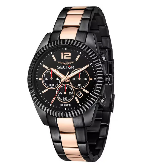 Sector 240 R3273640026 Men's Chronograph – 41mm Black & Rose Gold, Quartz