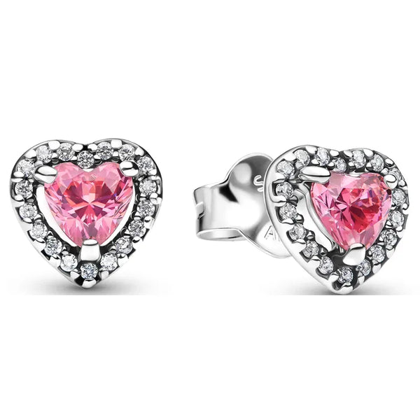 Pandora Timeless Elevated Pink Heart Stud Earrings 298427C02 - Sterling Silver, Pink Cubic Zirconia
