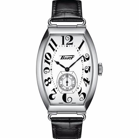 Tissot Heritage Porto Mechanical Unisex Watch - White Dial, Stainless Steel Tonneau Case, Black Leather Strap