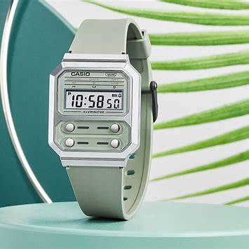 Reloj Digital Unisex Casio Vintage A100WEF-3AEF – Correa de Resina Verde