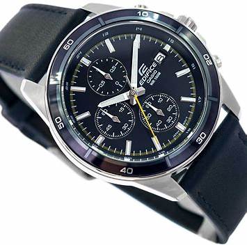 Casio Edifice EFR-526L-2CVUEF Men's Chronograph Watch – Blue Dial, Leather Strap