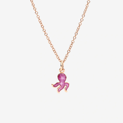 DoDo Octopus Charm DMC4009OCTOSEPV9R – 9K Rose Gold with Light Purple Enamel, Black Cord Included