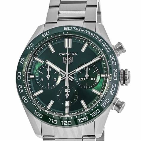 TAG HEUERTAG Heuer Carrera Calibre Heuer 02 CBN2A1N.BA0643 Men's Watch - Green Dial, Steel & CeramicWATCHESEcecile